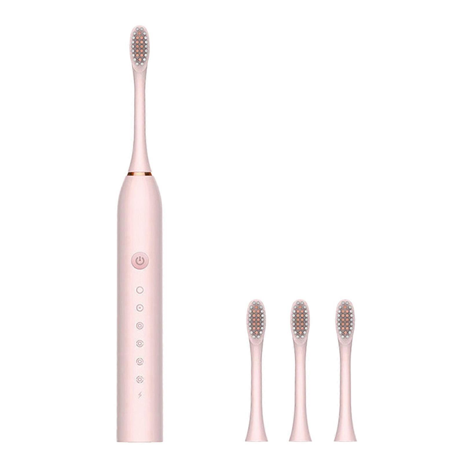 PAVEOS Electric Toothbrush, Low Noise & Portable with Smart Timer, IPX7 Waterproof, Vibration, Pink - Compatible with Replacement Heads