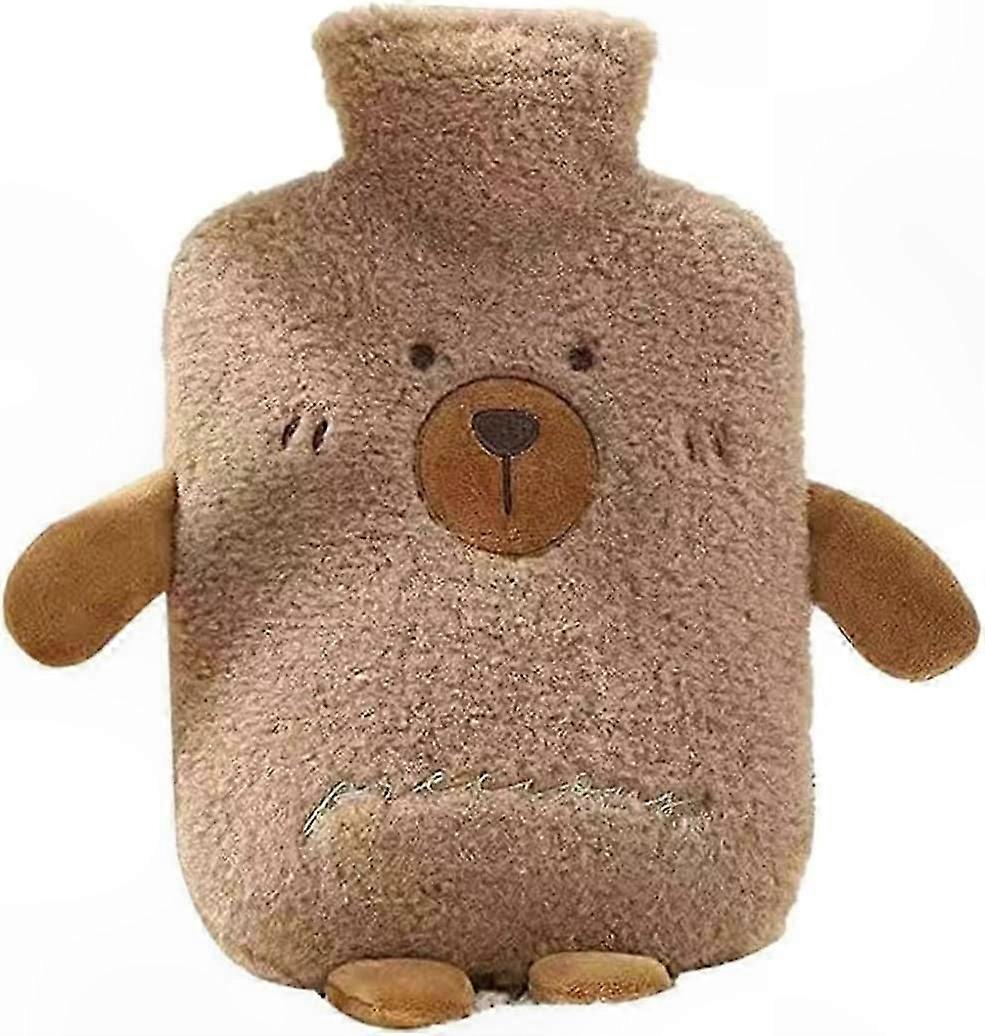 1 Liter Warm Water Bottle with Bear Pattern Cover