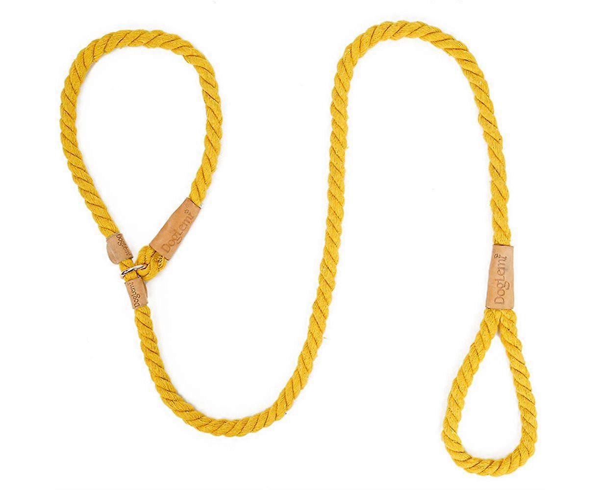 Laisse en corde pour chien en coton faite à la main avec poignée confortable - Jaune