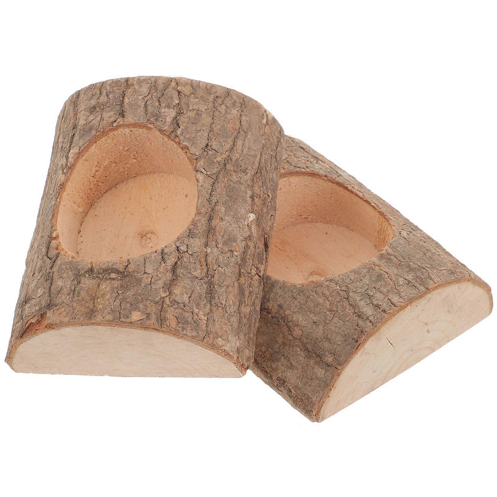 2pcs Candle Holder Stump Shape Table Centerpiece Desktop Tea Light Holder