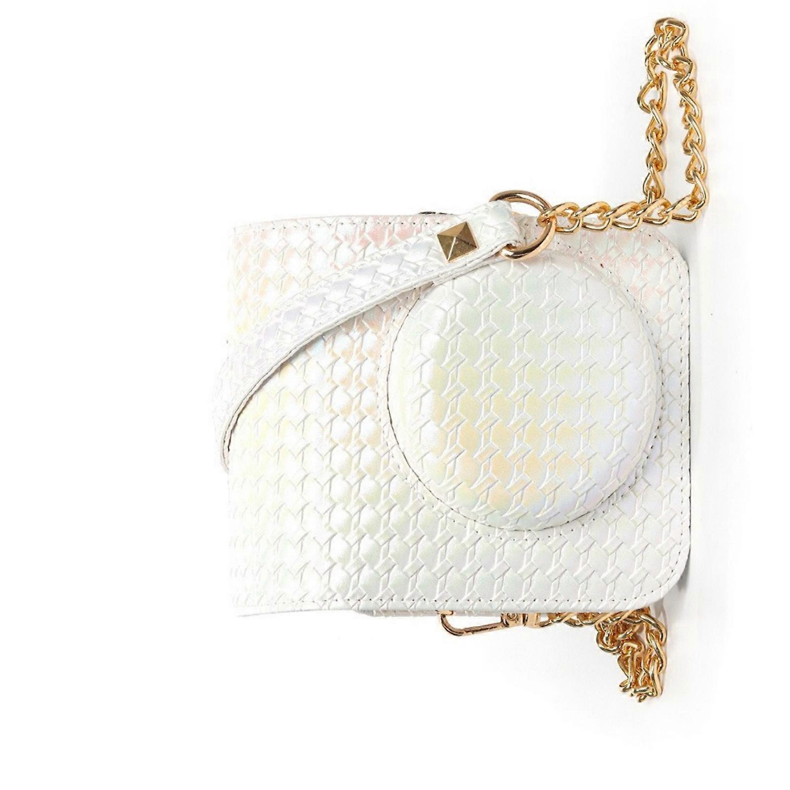 PU Leather Camera Case Bag Protective Cover for Mini 12 Instants Camera Case with Removable Straps  White