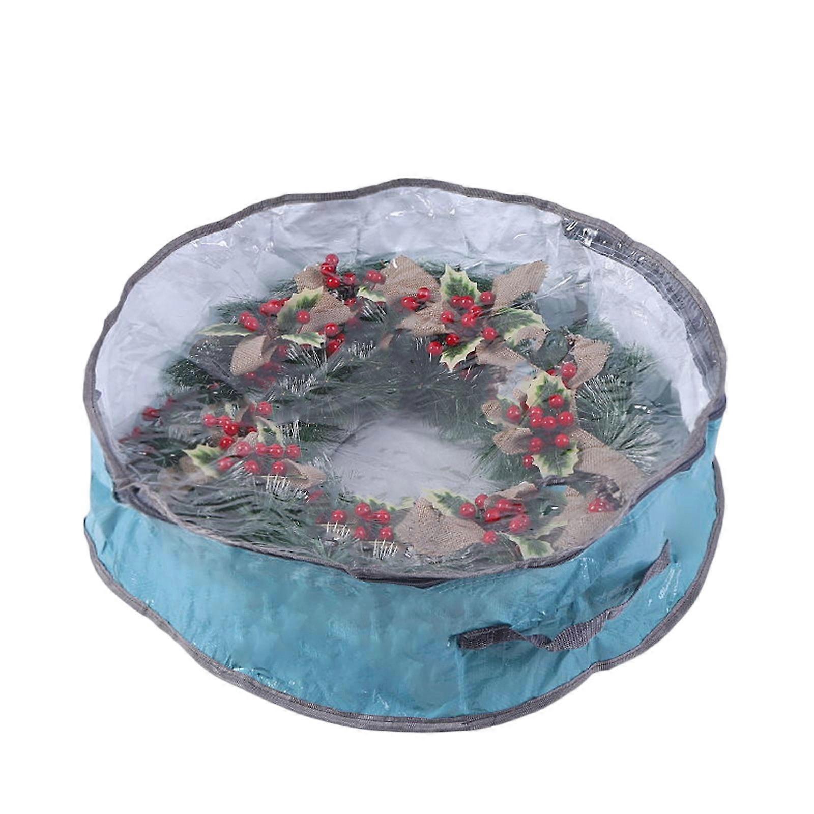 Christmas Decors Storage System Clear Wall Hook Bag For Wreath Preservation Compact Vertical Hanging Solution  Sky Blue
