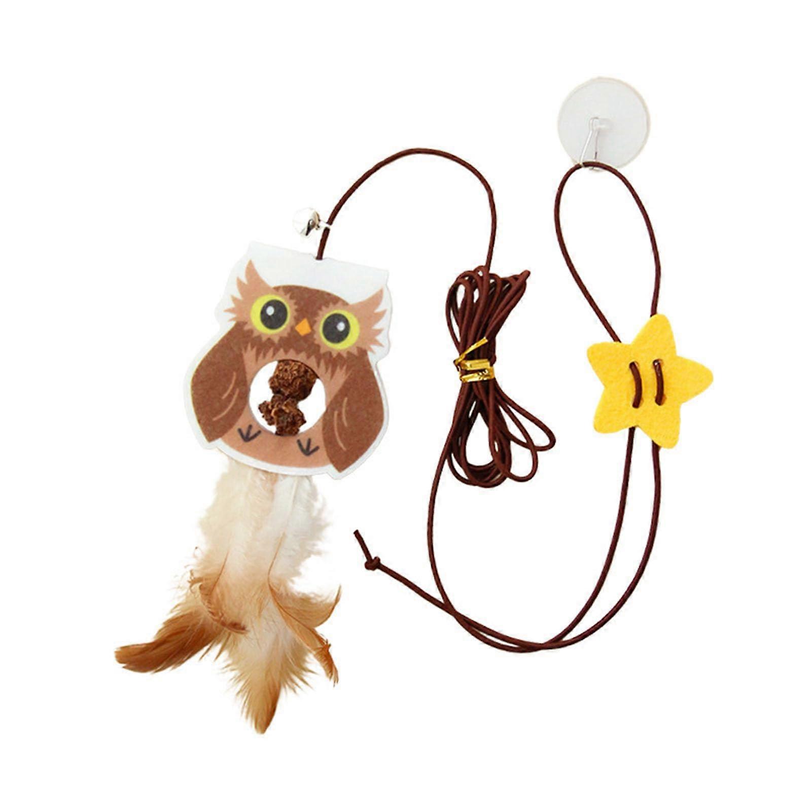 Cat Feather Teaser Toy with Retractable Door Hanging Elastic Cord 6.6ft, Catnip Plush for Jumping and Hunting Exercise