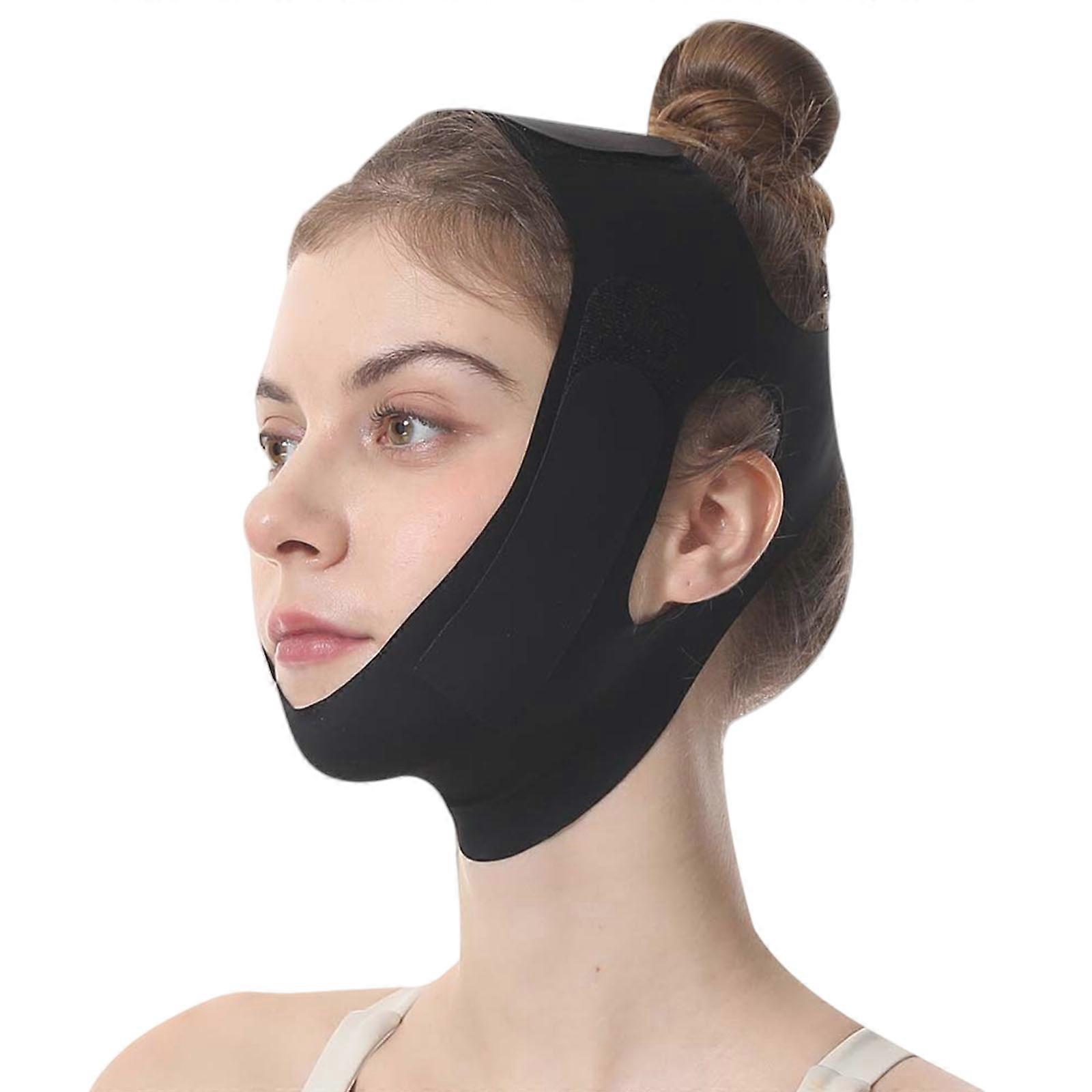 Reusable Face Slimming Strap With Comfortable Nylon Fabric Extended Coverage Adjustment Closure For Nighttime Face Contouring Multicolor
