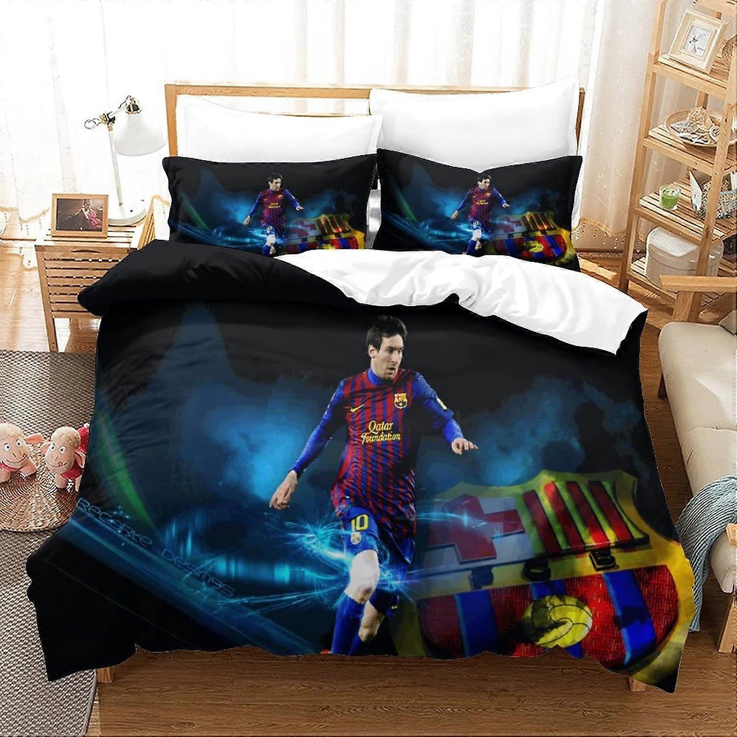 كرة القدم سوبر ستار غطاء لحاف كأس العالم لكرة القدم نجم كرة القدم ليونيل ميسي قطع الفراش غطاء لحاف وأغطية وسادة لينة تتلاشى مقاومة تنفس 3