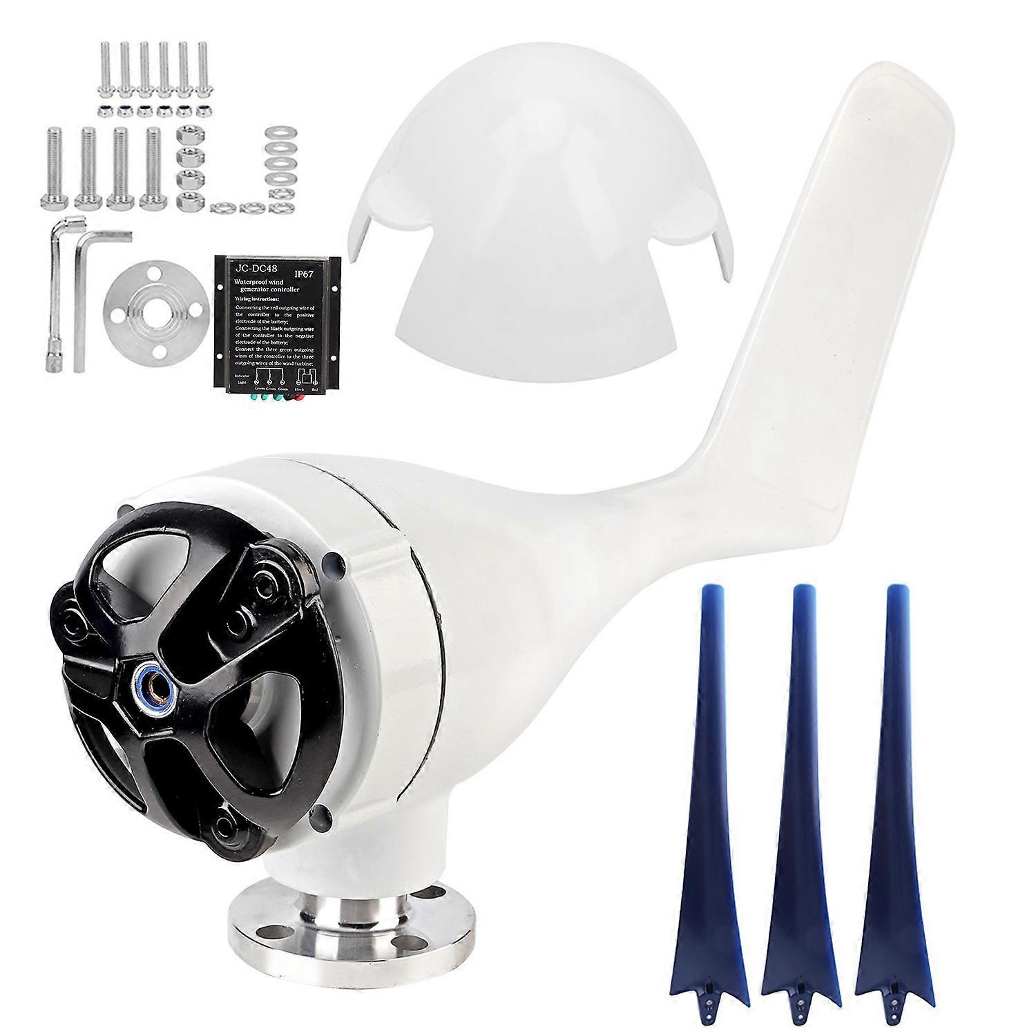 300W Wind Turbines Generator Kit 3 Blade Aerogenerator with Controller Accessory Blue 48V