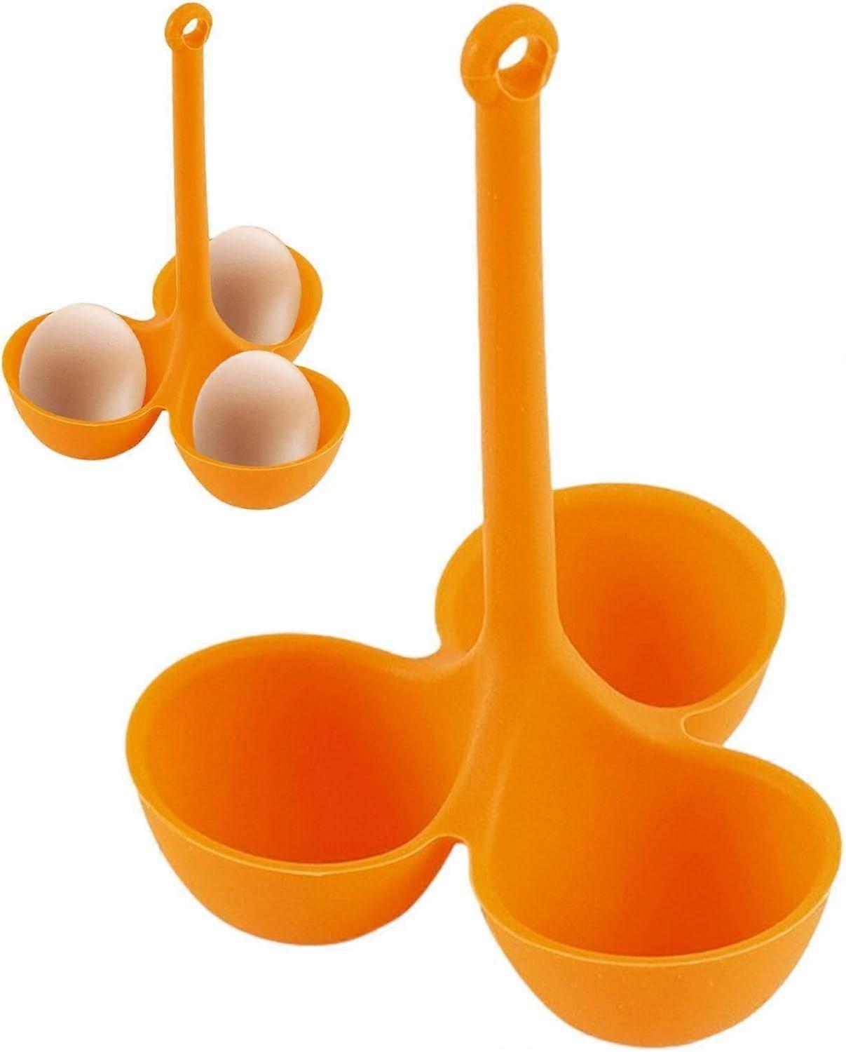 Silicone Egg Steamer Tray, Heatproof 3-Grid Reusable Egg Holder for Boiled, Poached Eggs | Compatible with steaming cookware