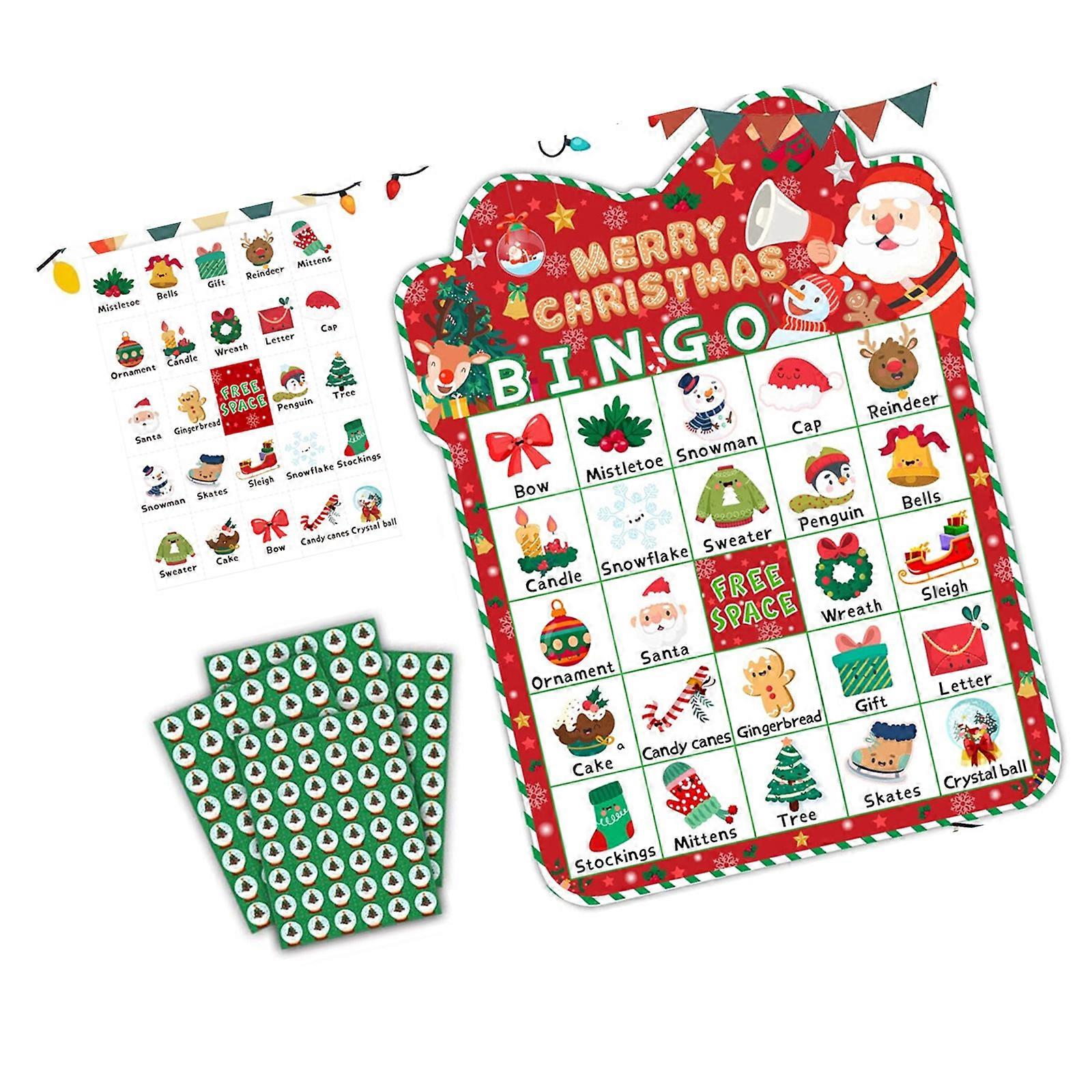 24 Player Festive Bingo Game Set 33 Pieces Family Holiday Activity With Number Tokens Multicolor