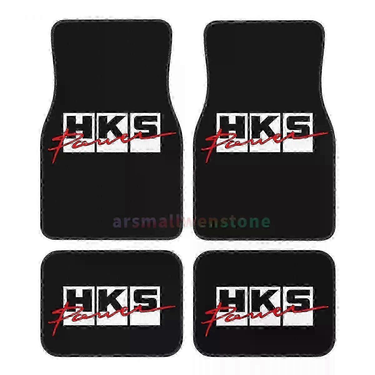 HKS Retro Pattern Car Floormat Heavy Duty Front Rear Rubber Floor Mats Carpet Floor Protection Fits Most Vehicles