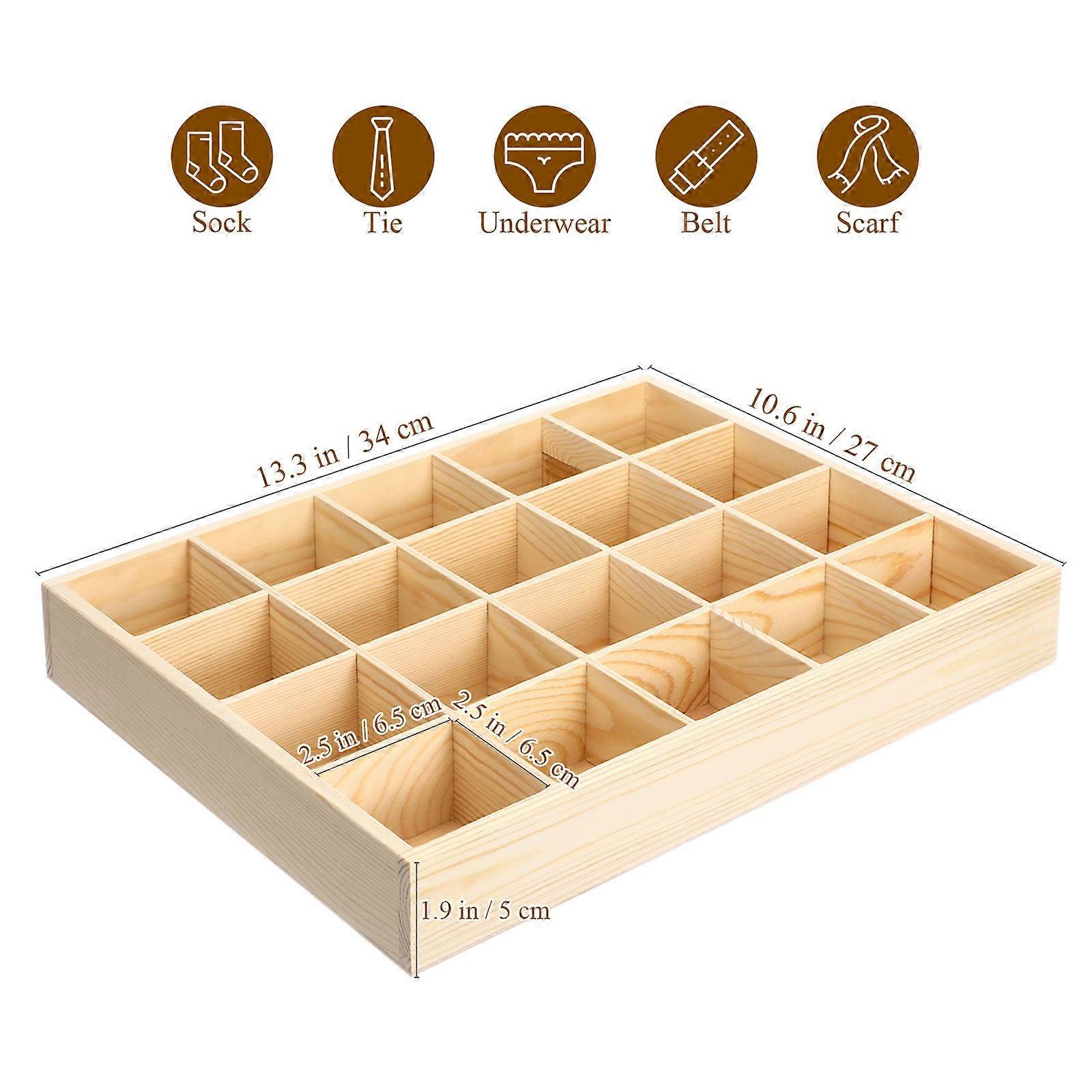 Wooden Underwear Storage Organizer For Home Organization With Rectangular Shape In Beige Color 1Set