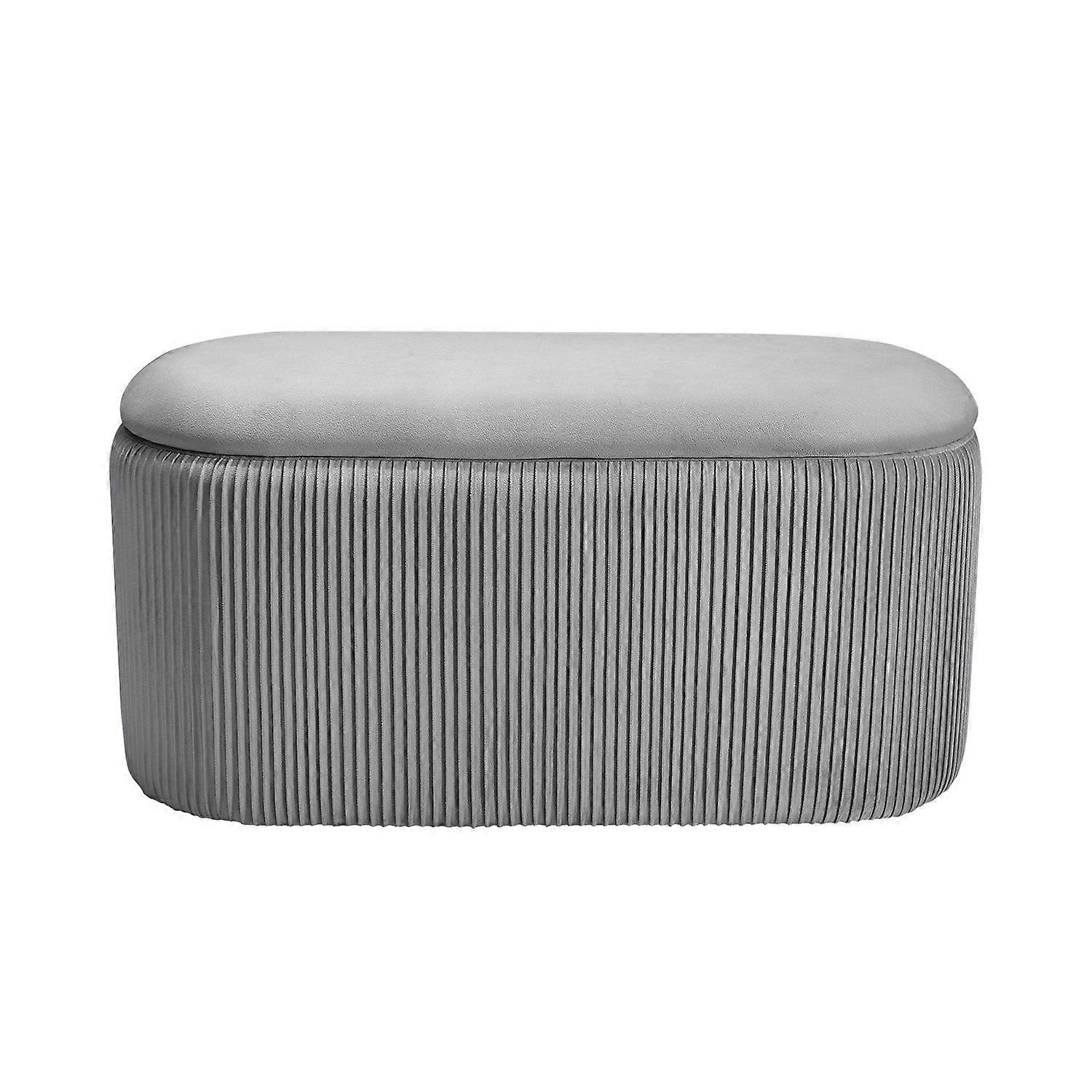 Modern Pleated Oval Storage Ottoman
