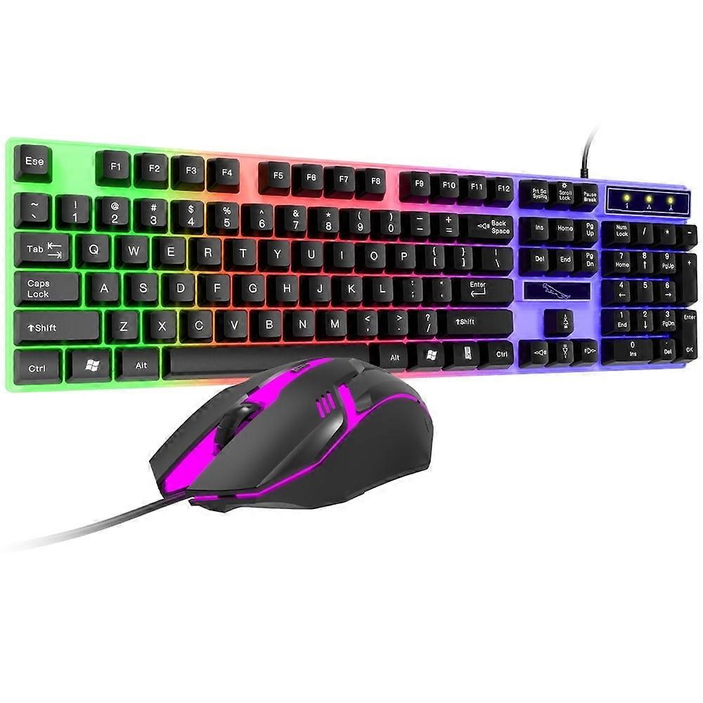 Wired Keyboard and Mouse Combo, Backlit Glowing Keyboard Silent Gaming Mouse Combo for Laptop, Computer and Mac (Black)