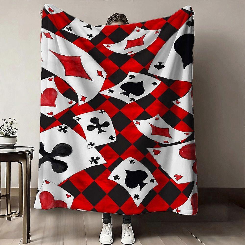 Poker Card Design Background Digital Print Flannel Blanket, All-Season Use \u2013 Hypoallergenic and Tear-Resistant \u20-POIUY186