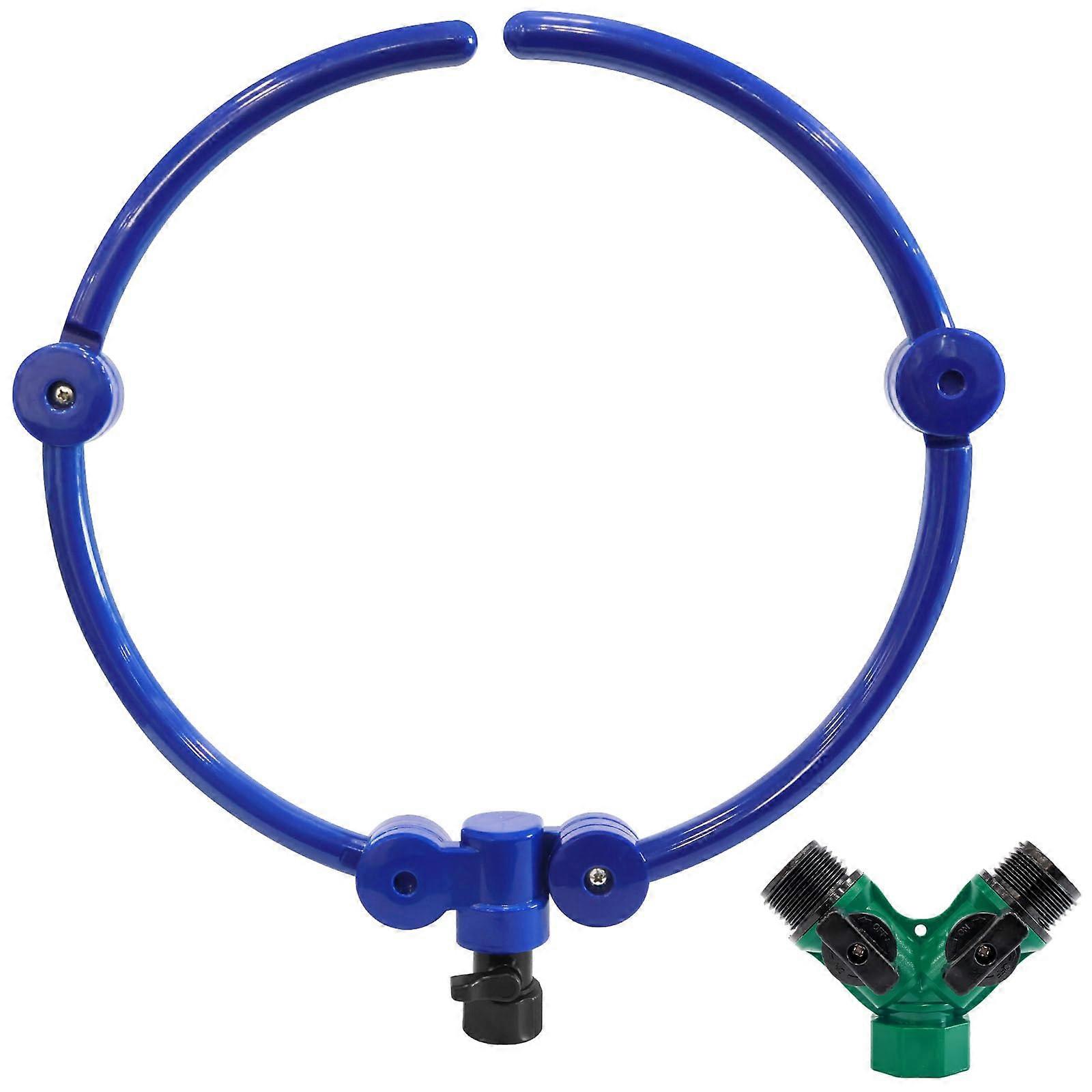 Tree Watering Ring 360° Irrigation Sprinkler 13 Inch Circle with Y Hose Splitter for Trees Shrubs and Flower Beds