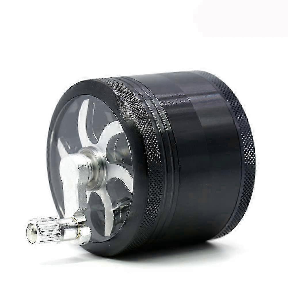 w 2.2-Inch Hand Crank Grinder, Large Grinder with Clear Top Cover (Matte Black)