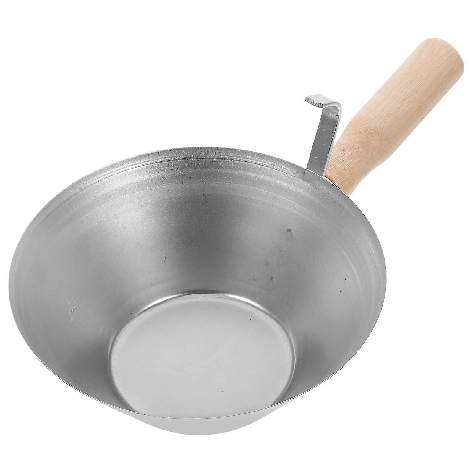 Heavy Duty Mud Pan with Wood Handle for Drywall Mud Scraping