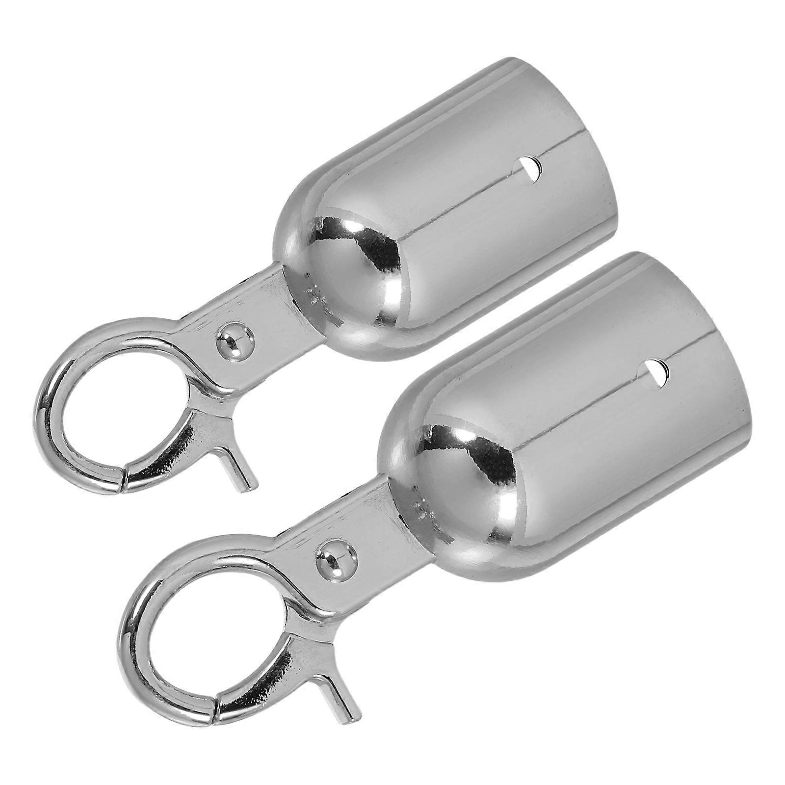 Silver Rope End Stopper Cord End Caps with Hook for Crowd Control 2Pcs