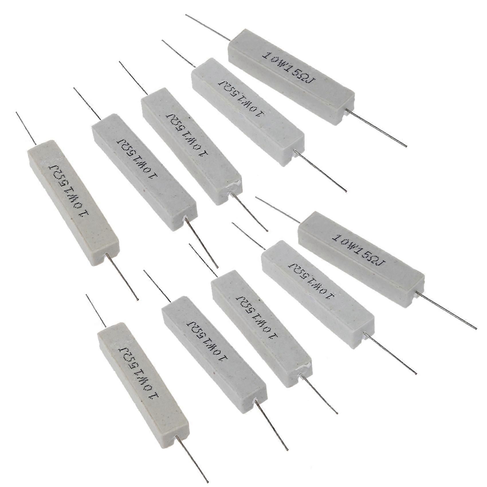 10 Pcs 10W Watt 15 Ohm 5% Wirewound Ceramic Cement Resistor