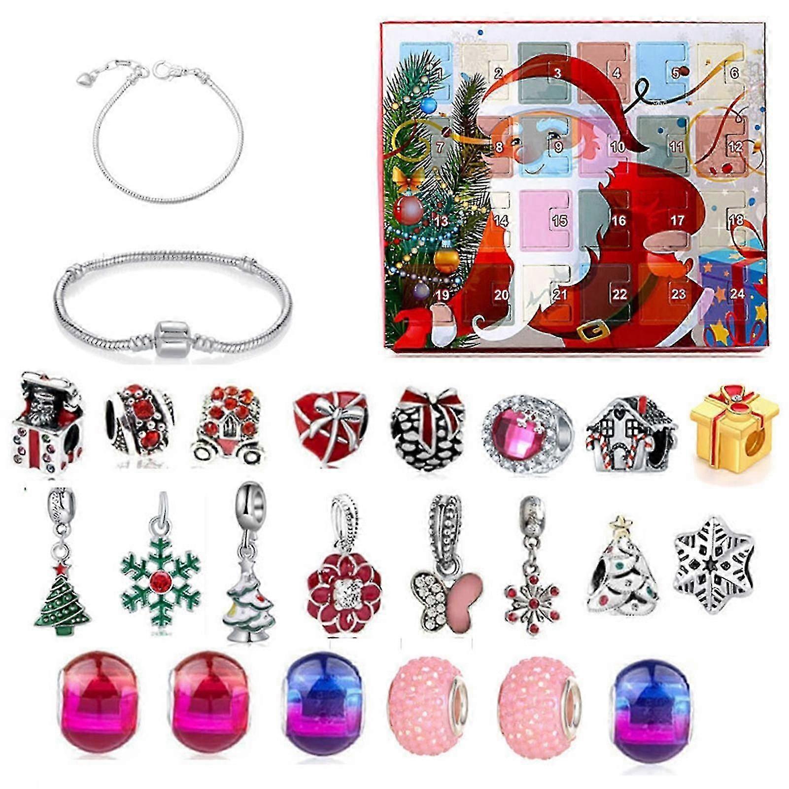 2023 Crăciun Advent Calendar Brățări Numărătoarea inversă Calendar de Crăciun tematice Diy bijuterii Farmec pentru copii Cadouri tematice de Crăciun