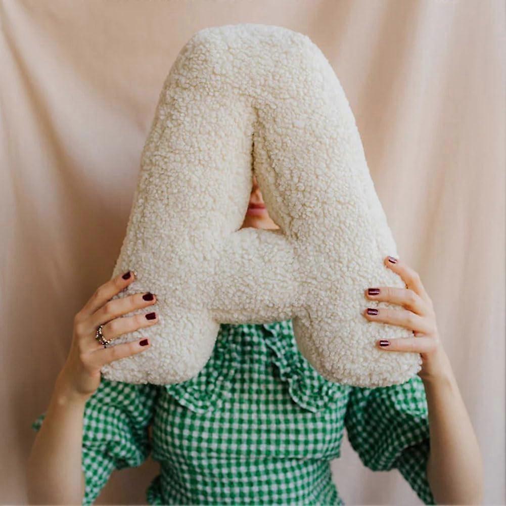 Letter Pillow Soft Plush Alphabet Cushion Decorative Cozy Throw for Sofa Bed Nursery 40x35x10