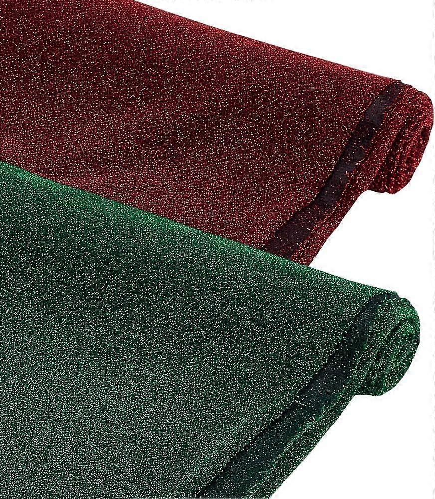 2.2 Yards Glitter Fabric 61 Inch Wide Metallic Sparkly Fabrics Shiny Red Netting Fabric Green Stretch Fabrics for Sewing Garment Dress DIY Craft Chris