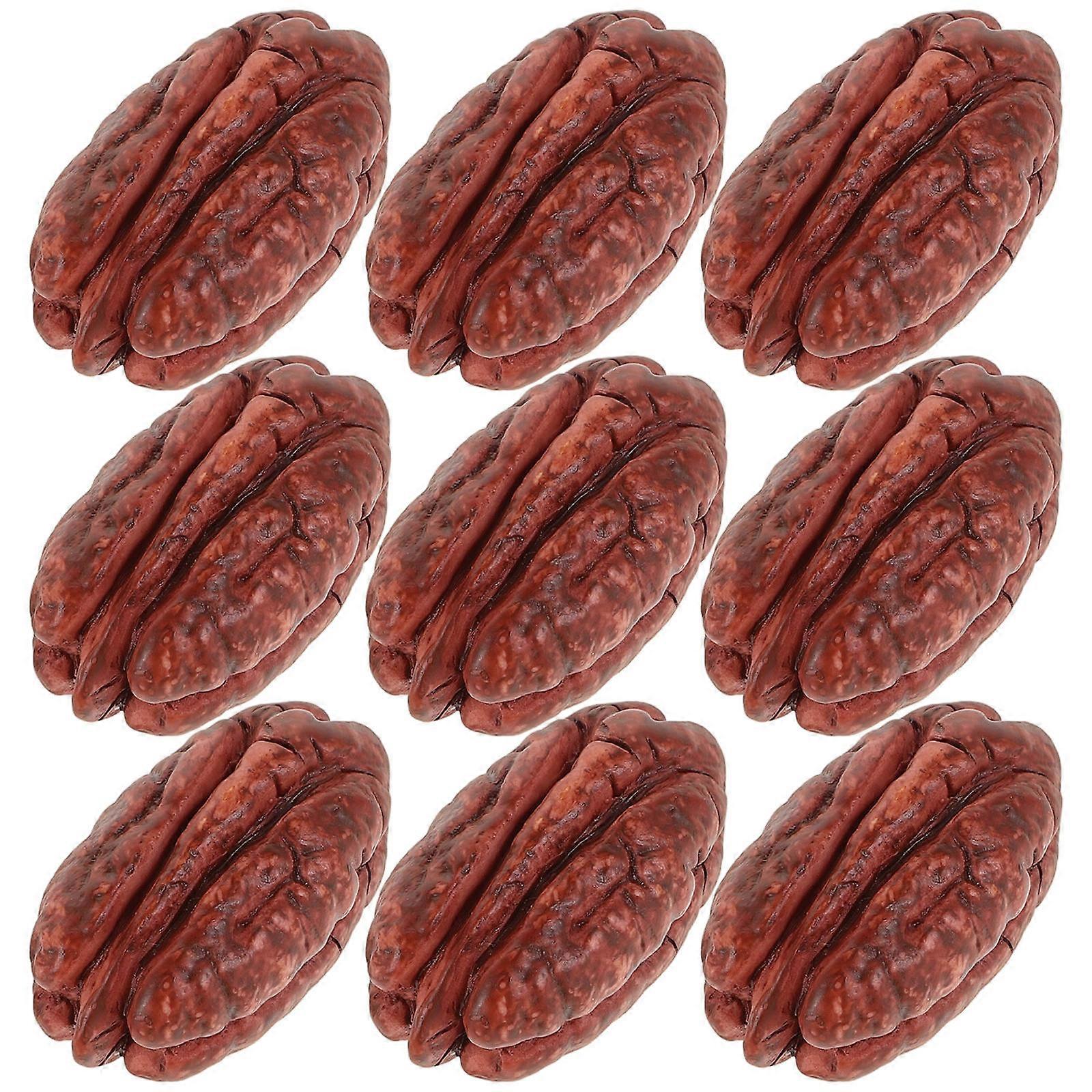 Mini DIY Decor with 10Pcs Simulation Nut Model Realistic Coffee Resin Nuts