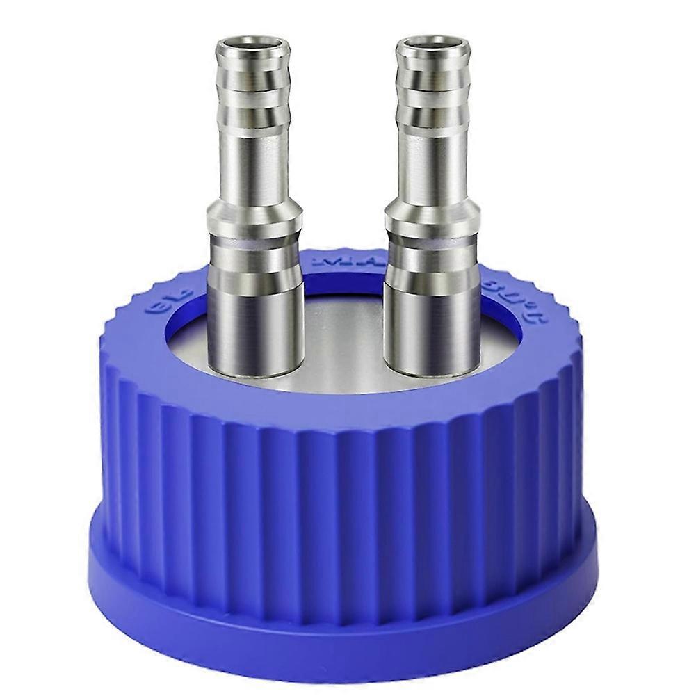 304 Stainless Steel GL45 Safety Bottle Cap for Laboratory Use, Large Size, 8-10mm Diameter Large - 2 Port