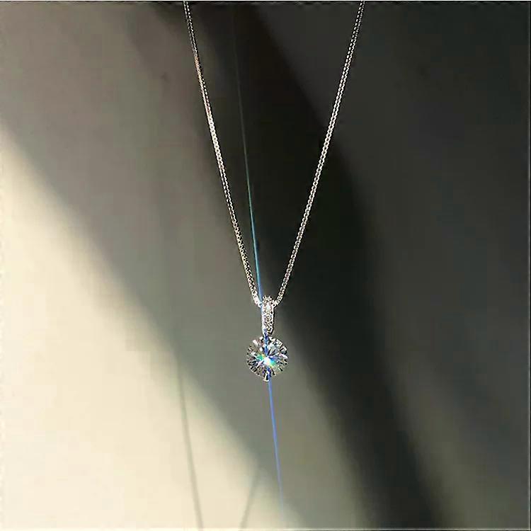 Minimalist Round Cubic Zirconia Pendant Necklace Women Silver Color/Gold Plated Chain Long Necklace Wedding Jewelry ����ܧ֧� ���� ���֧�