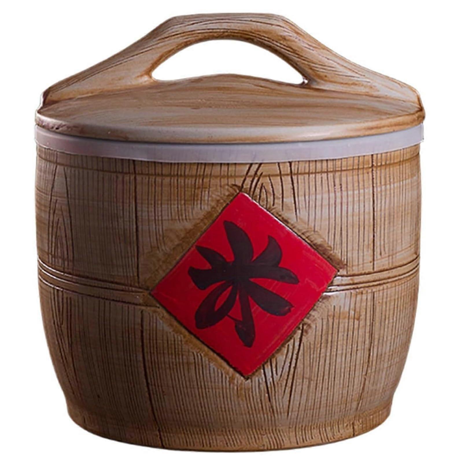 Ceramic Rice Storage Container with Airtight Moisture Lock Lid for MultiGrain Kitchen Use