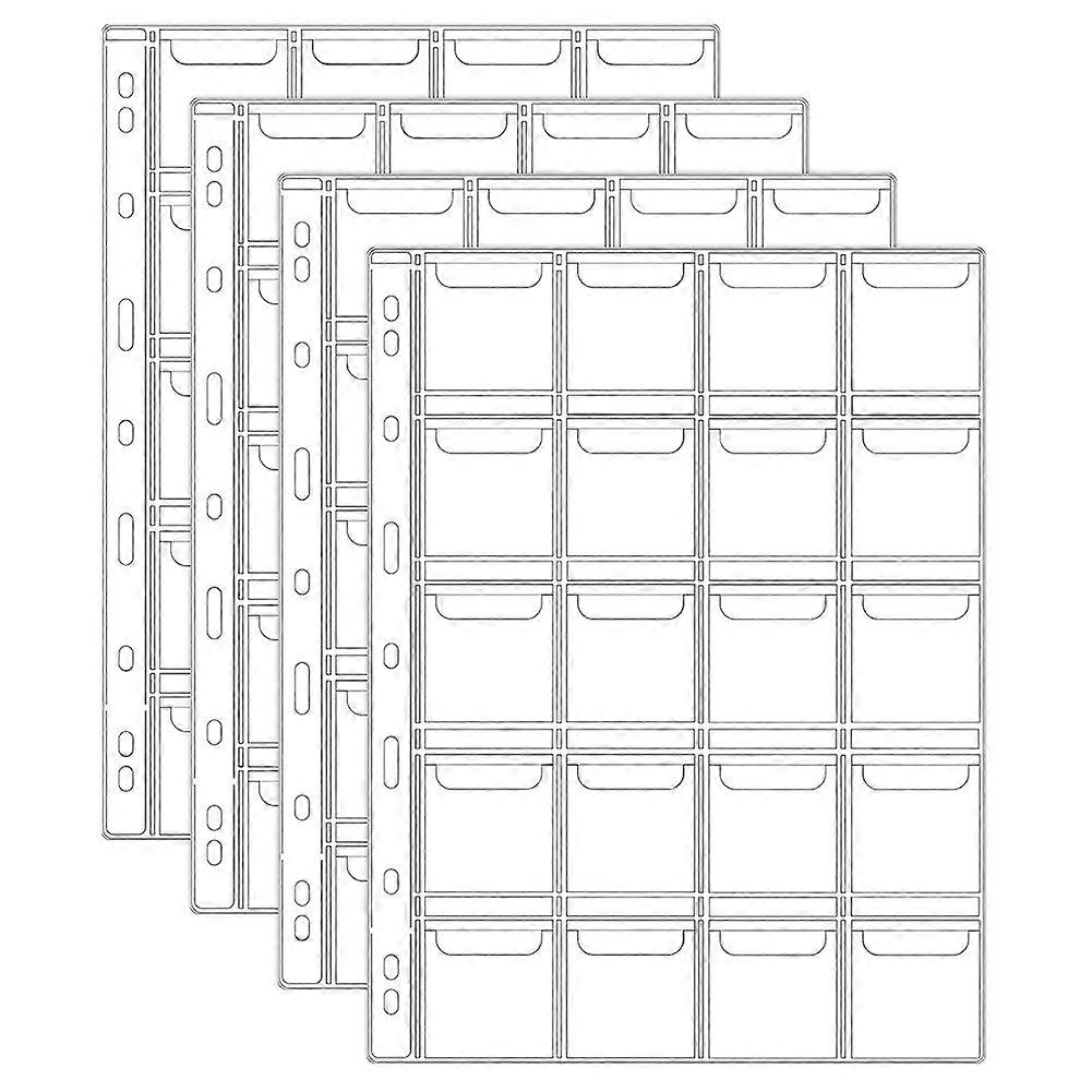 4 Sheets 20 Pocket Coin Collection Pages, Clear PVC Coin Binder Inserts Sleeves with 9 Hole Collecting Binder Protectors