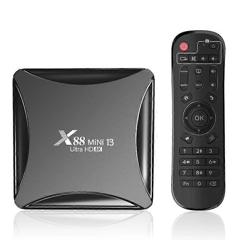 Android 13.0 TV Box X88 Mini 13 4GB RAM 64GB ROM BT5.0 Dual WiFi 2.4G/5.8G 1000M Ethernet 4K/8K Android Box Remote