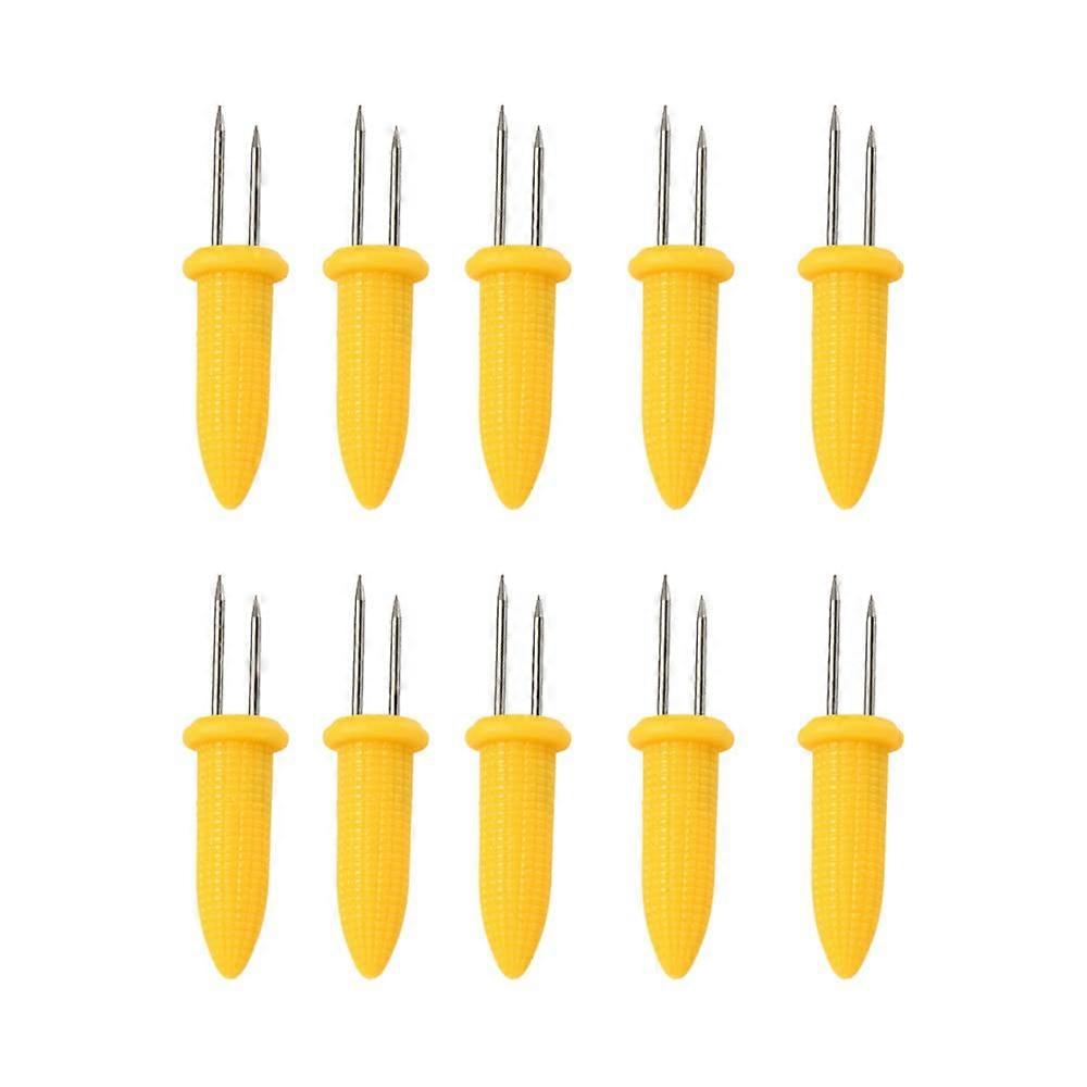 10 Pcs Stainless Steel Corn Holders with SoftTouch Handles for BBQ and Kitchen Use