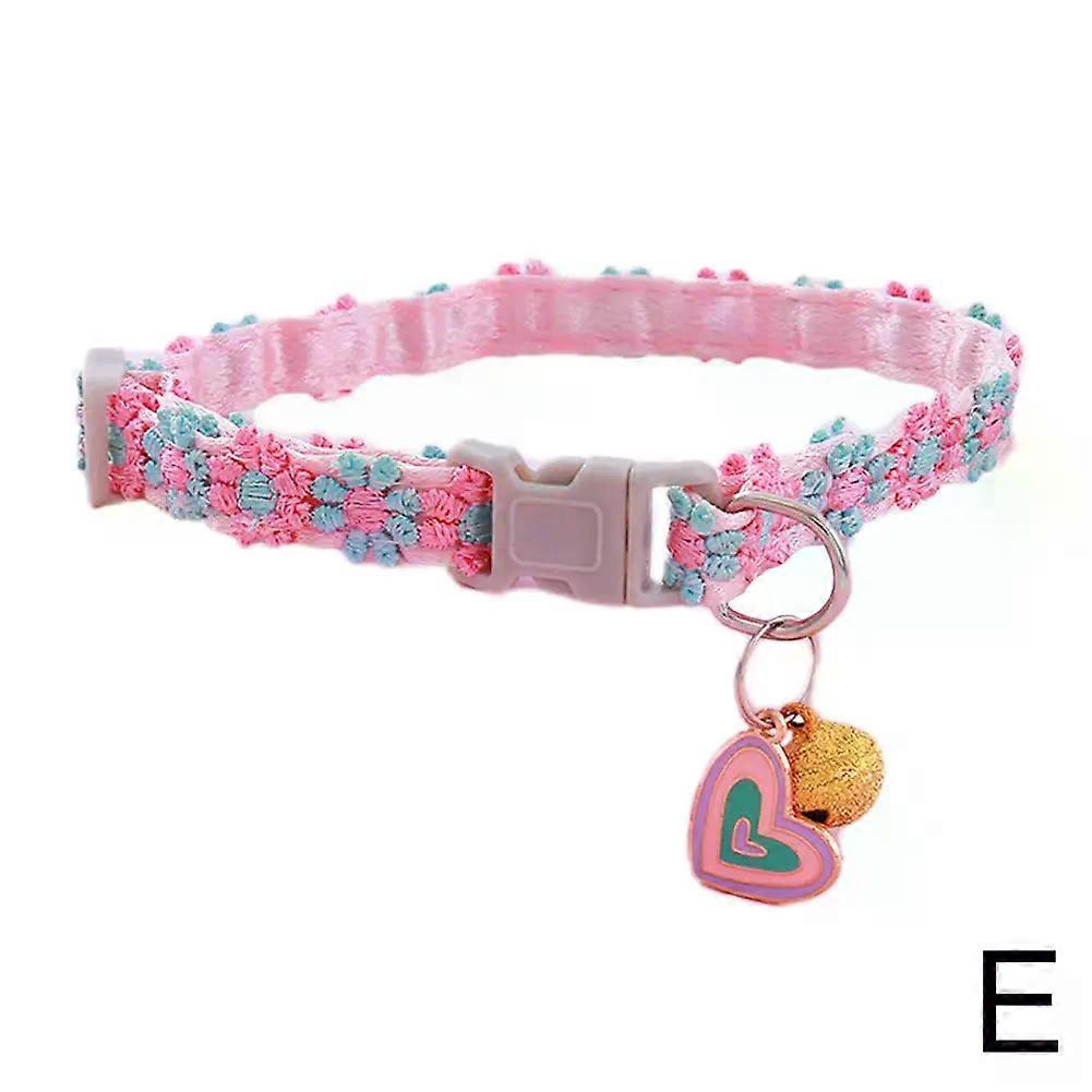 Collier de chat �� fleurs arc-en-ciel, avec cloche, chaton, boucle r��glable, chiot, chat r��glable, 1 pi��ce, avec pendentif, G2G8