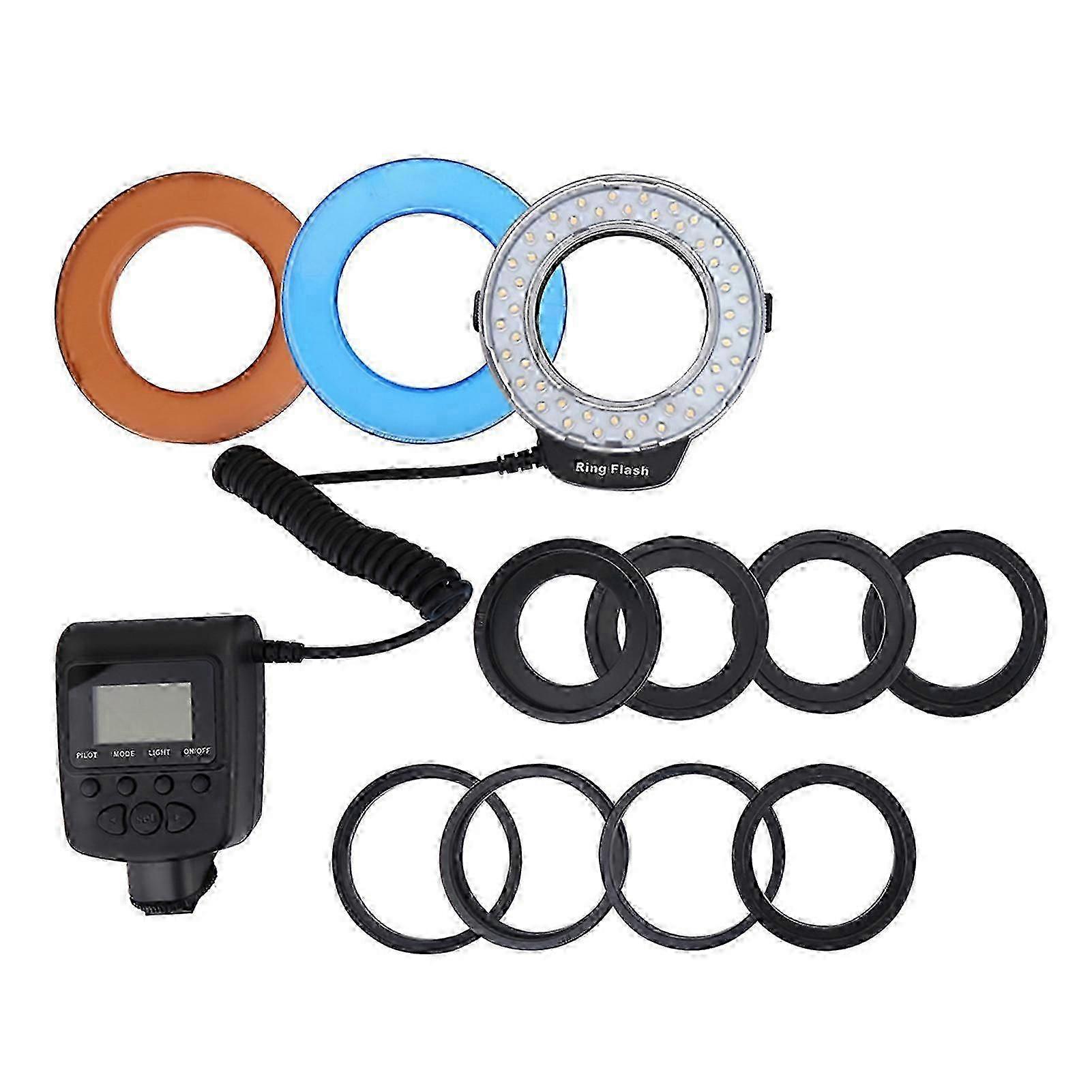 Battery-powered Led Ring Flash With Color Filter Adapters For Photography