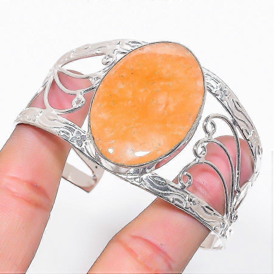 Orange Aventurine Gemstone 925 Sterling Silver Cuff Bangle Adjustable