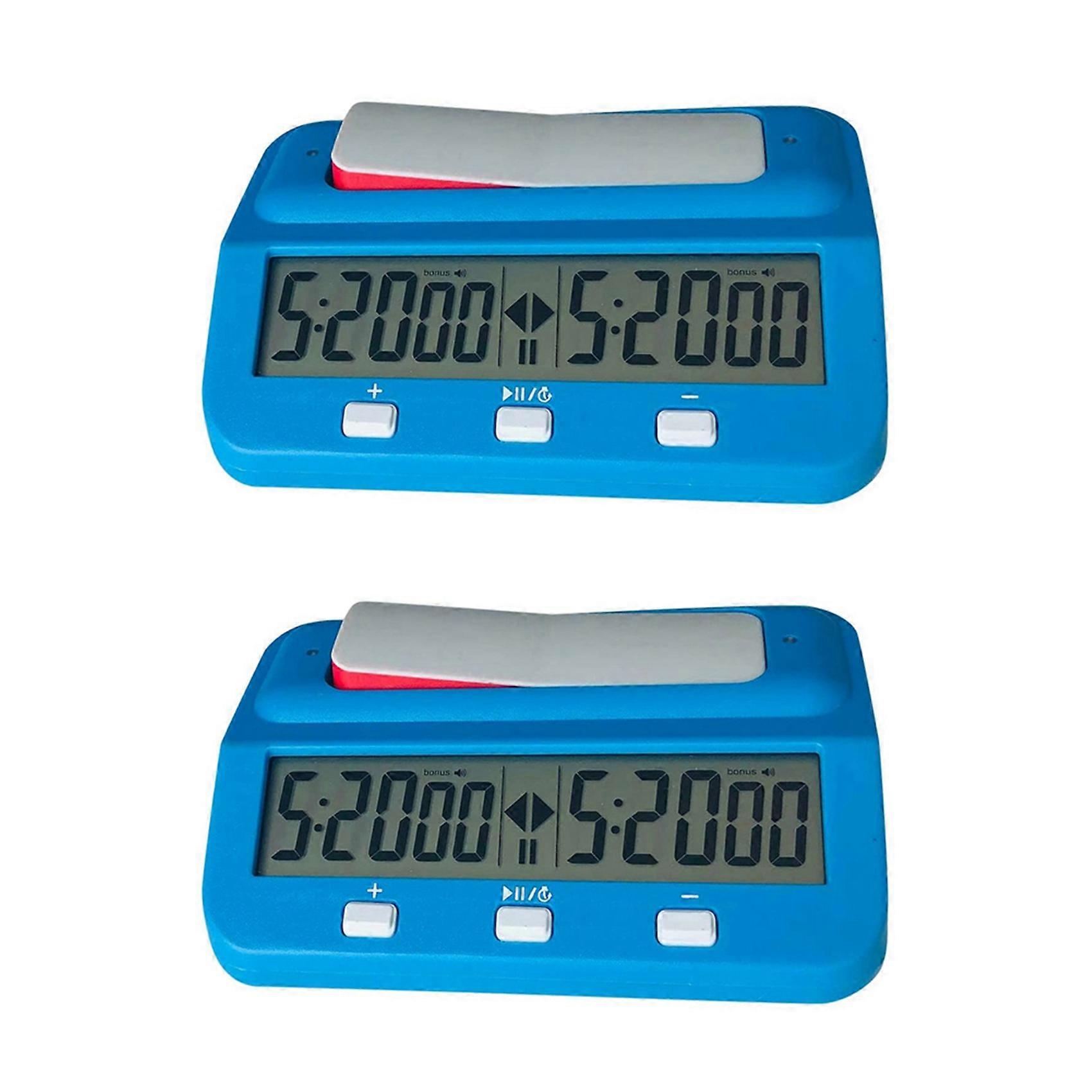 2X Chess Basic Digital Chess Clock and Game Timer, Accurate Digital Portable Clock, Digital Watch Timer (Blue)