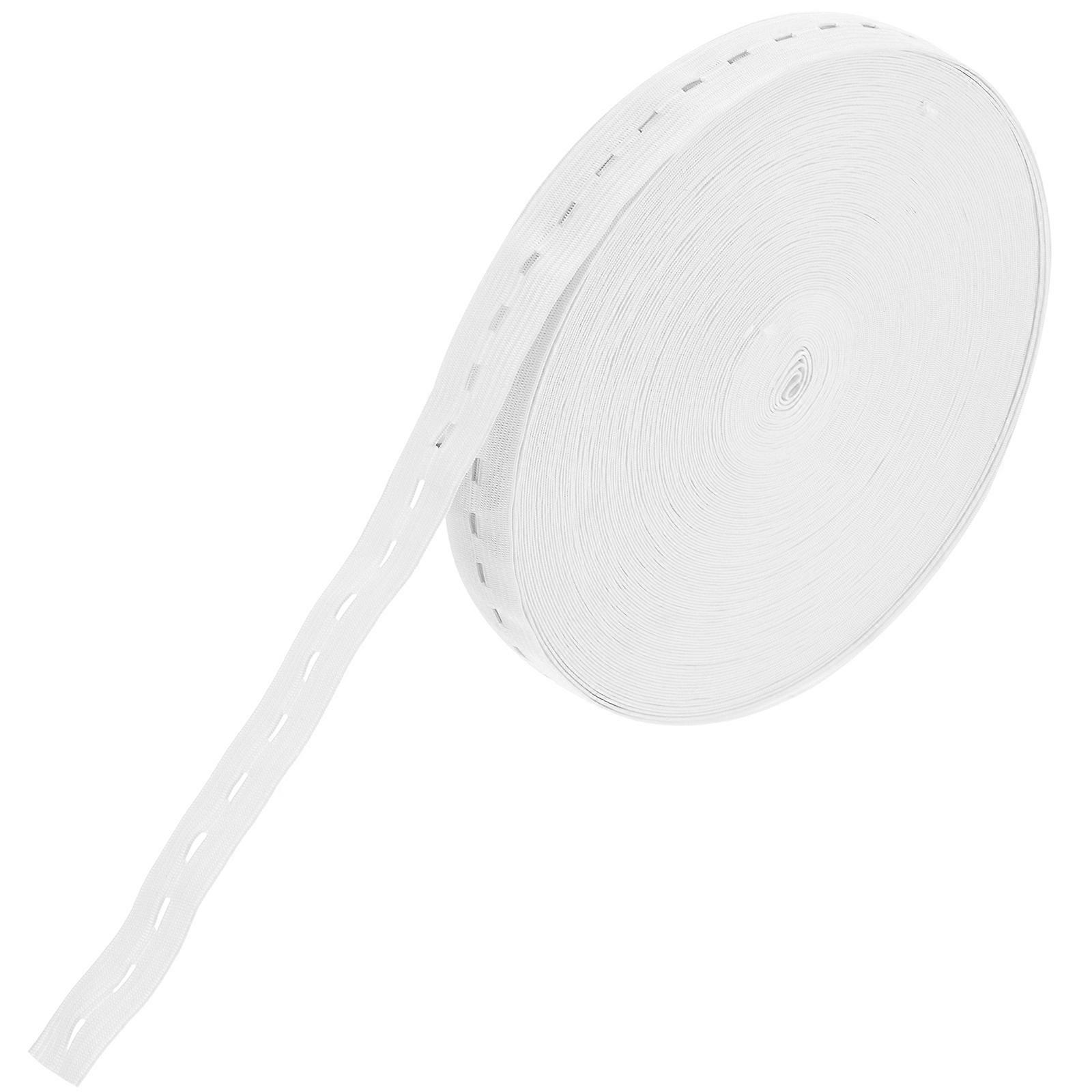 Elastic Sewing Band With Buttonhole For DIY Crafting Projects Durable Polyester White 1 Roll