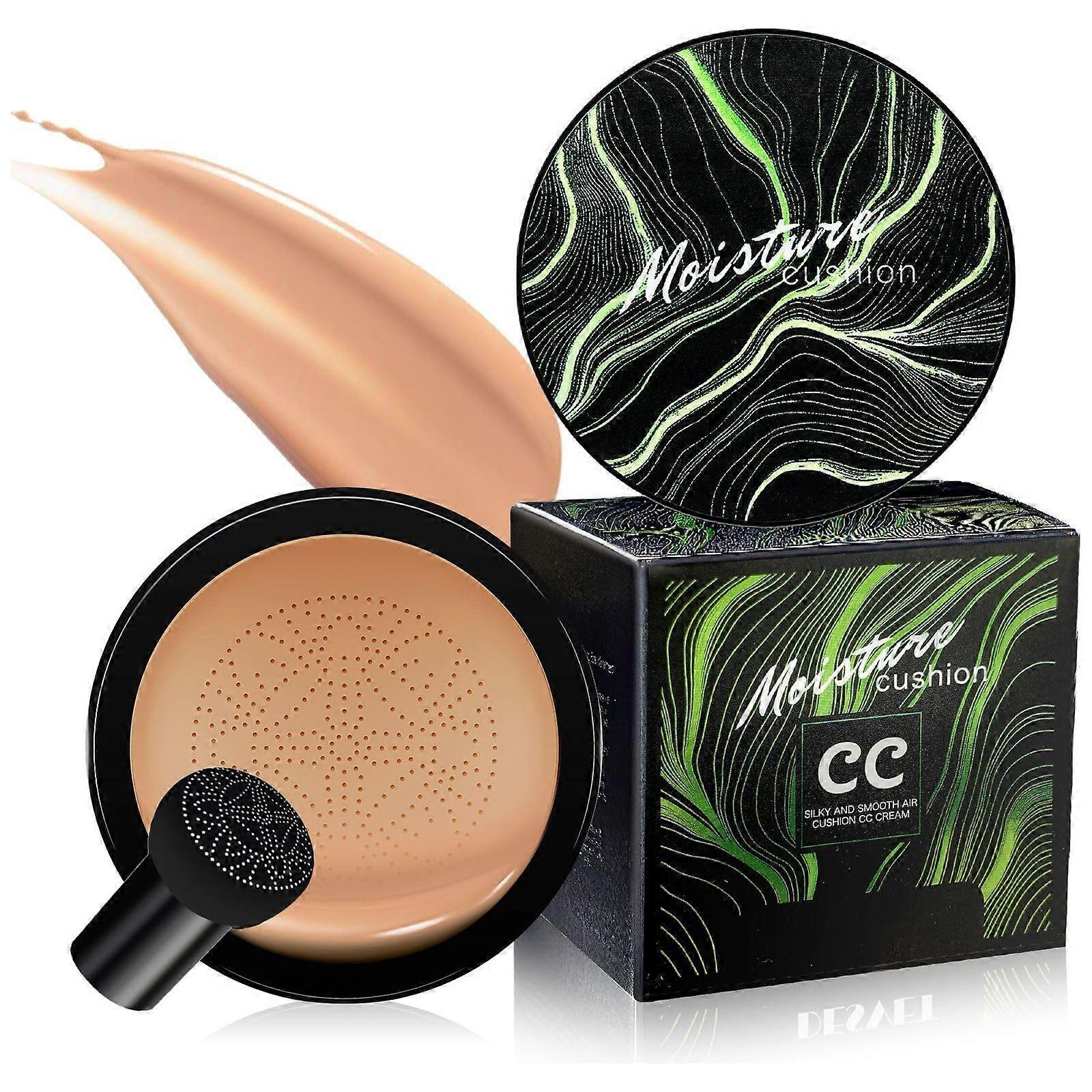 CC Cream Foundation Full Coverage for Mature Skin with Mushroom Head Applicator Medium Deep