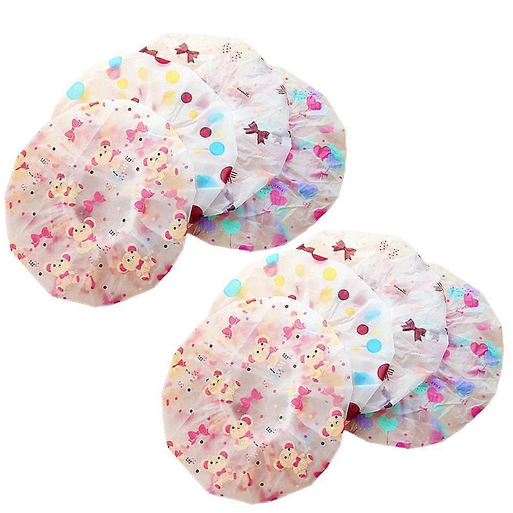 Disposable Shower Cap Waterproof Bathing Cap for 10Pcs Random Colors