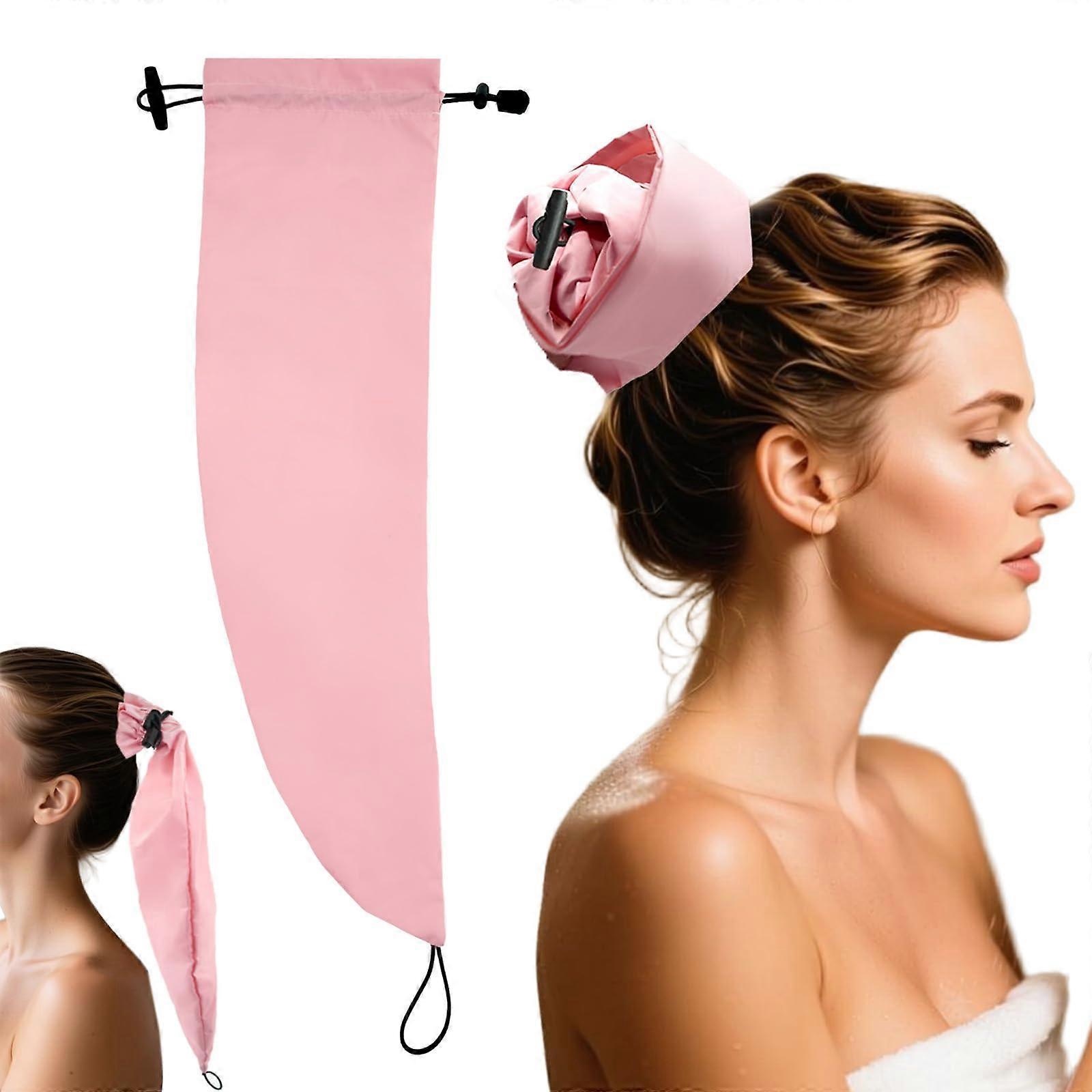 Gorro de ducha impermeable para cabello largo con ajuste cómodo y reutilizable, diseño rosa.