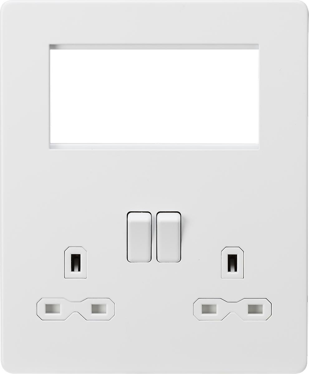 Screwless Small Multimedia Combination Plate - Matt White 230V IP20