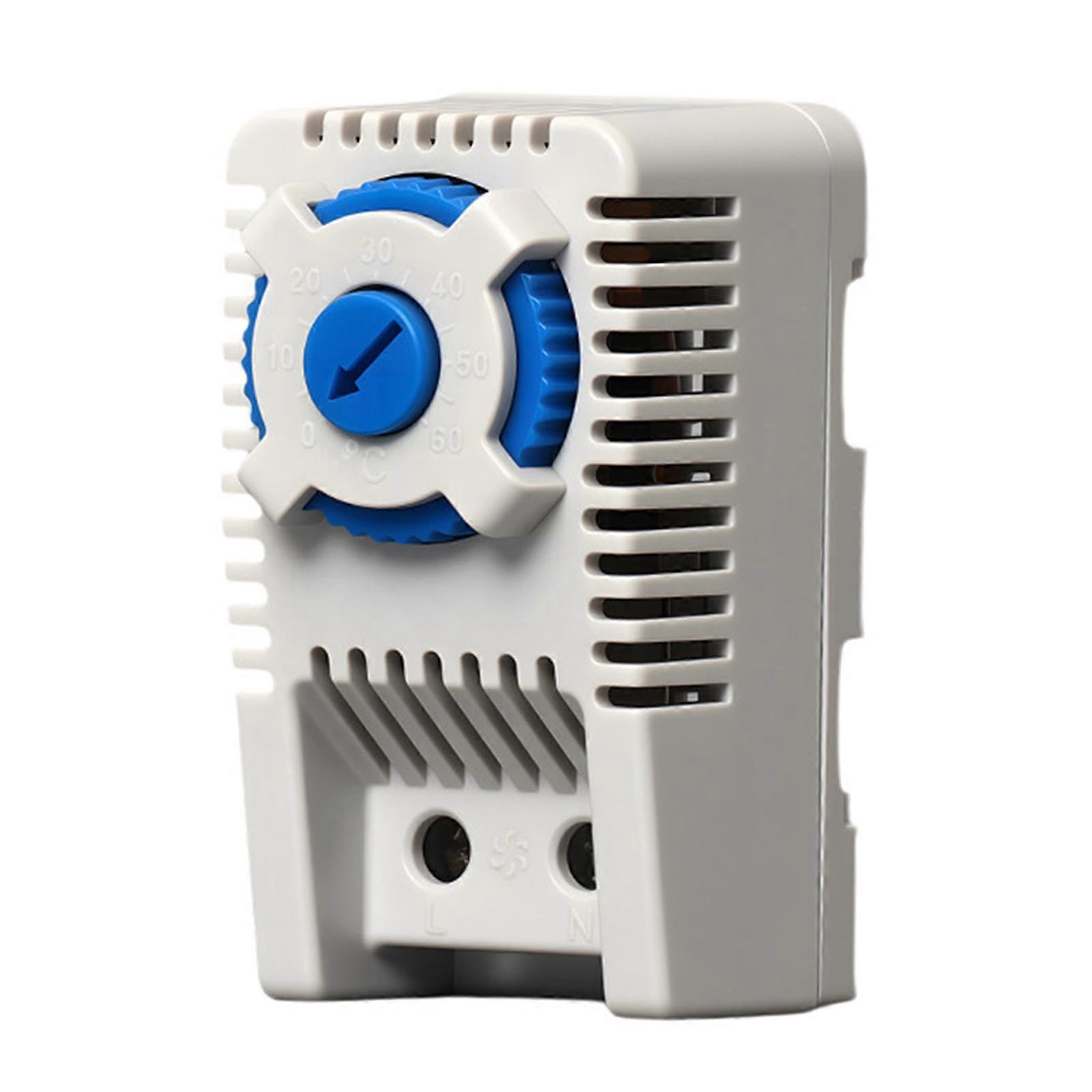 Durability Flame Retardant Plastic Temperature Controller Adjustable 0-60℃ for Cabinet Featuring DIN Rail Compatibility Multicolor