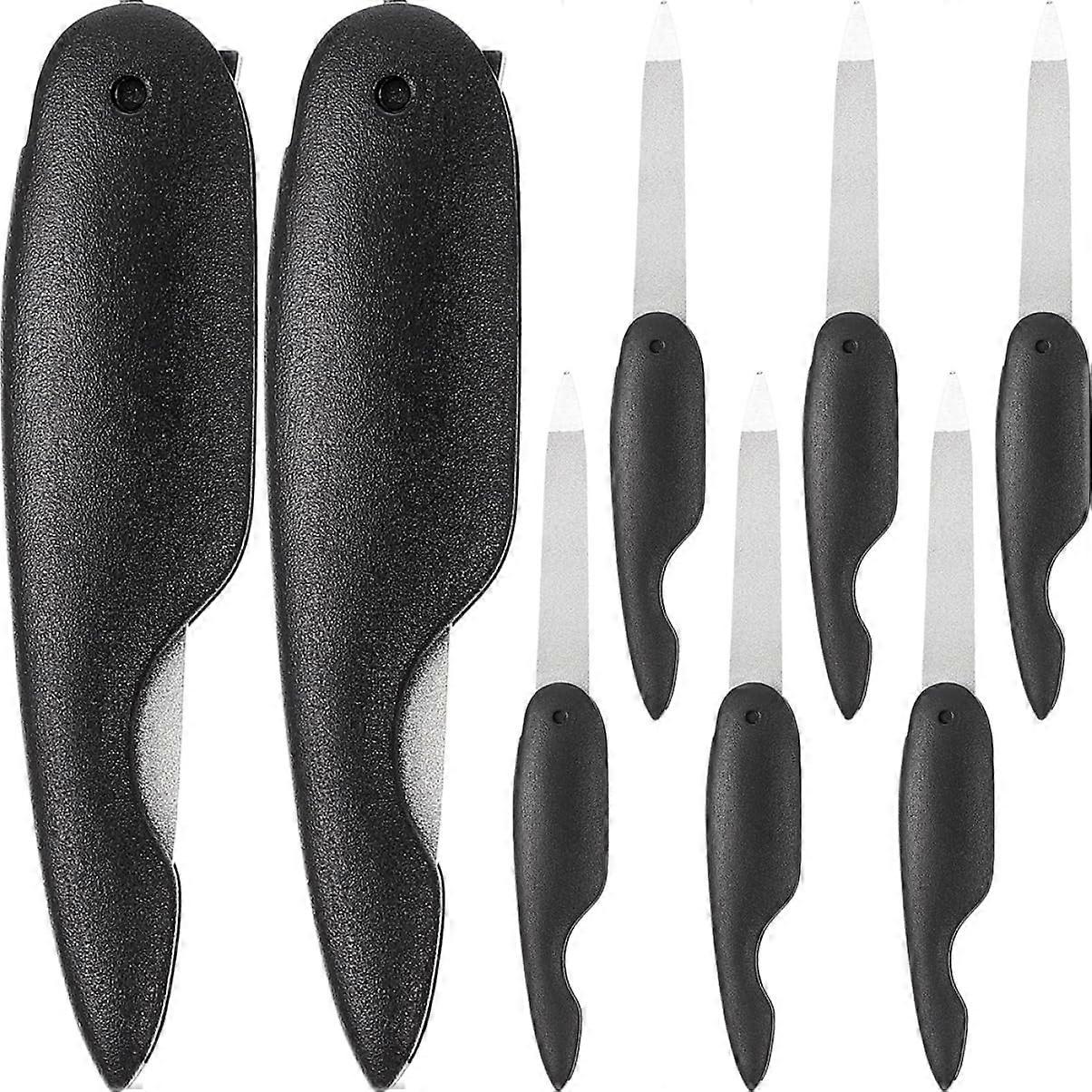 8pcs Folding Nail File Set Double Sided Metal Manicure Tools Compact Travel Size
