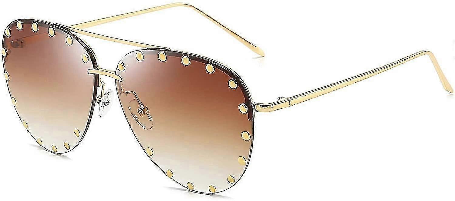 Studded Aviator Sunglasses For Women, Metal Frame, UV 400  display picture 3