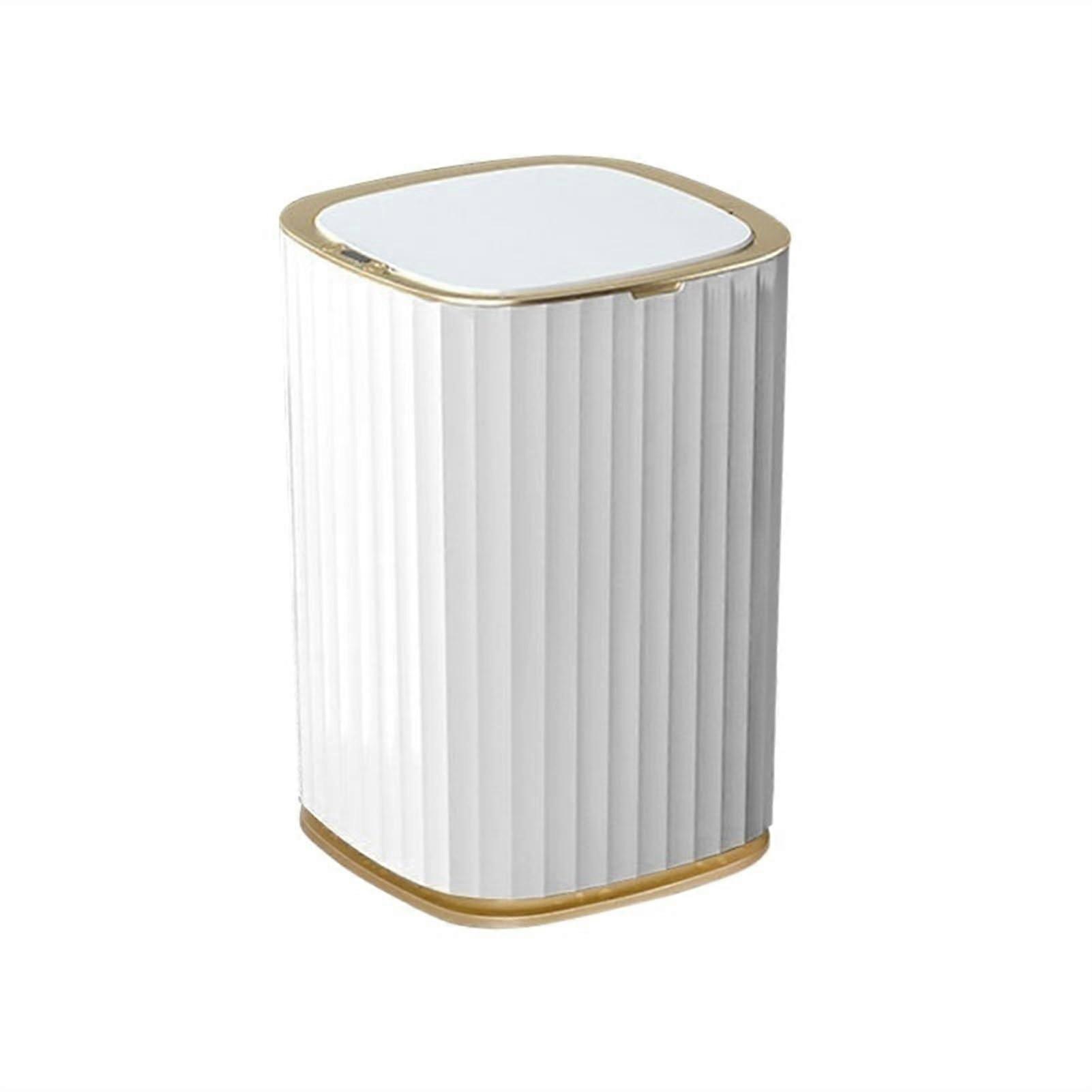 Trash Can with Lid, Modern 12L Bathroom and Kitchen Bin with Removable Bag Ring