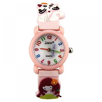 Veeki Kids Cartoon Pink Watch Waterproof with Cute Girls and Cat Print Watch for girls 2-12 years old, best gift for kids