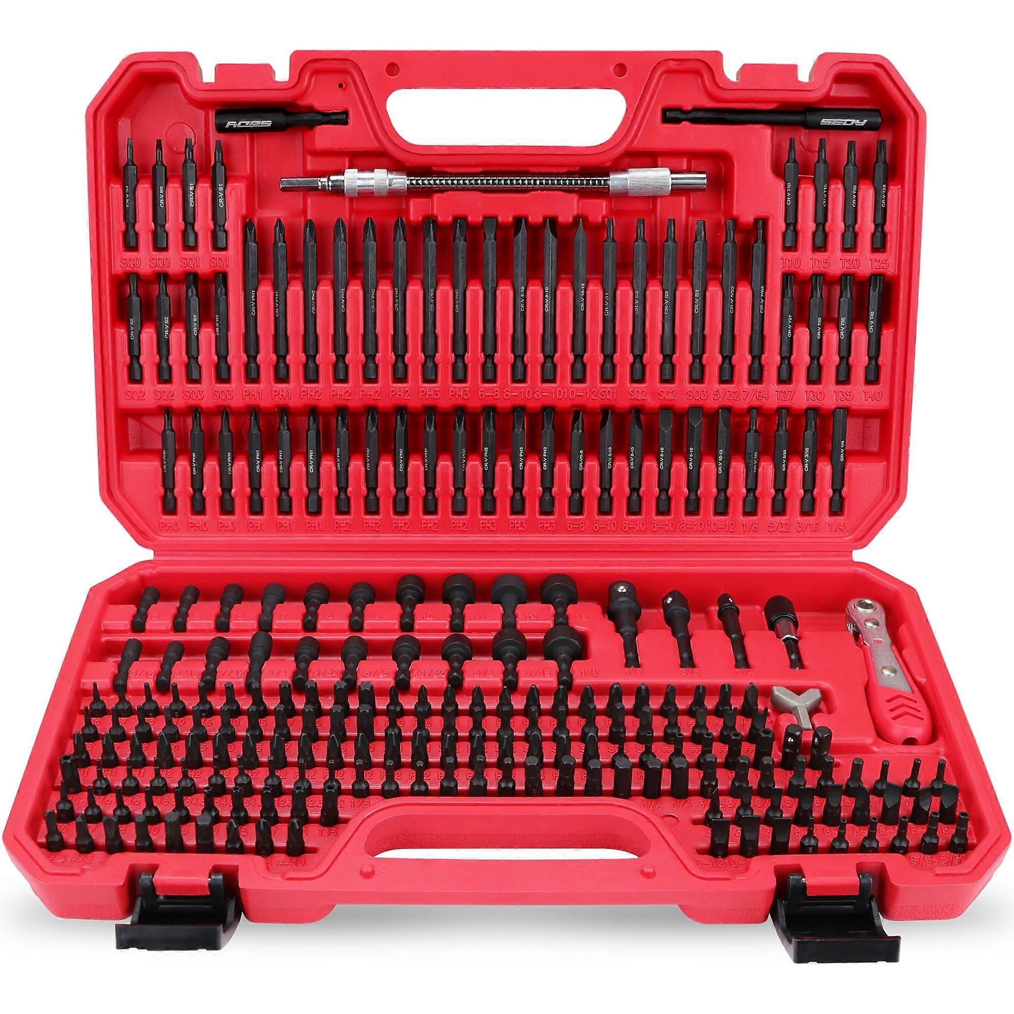 232Piece Screwdriver Bit Set with Ratchet Wrench, CRV Impact Driver Ready Security Bits
