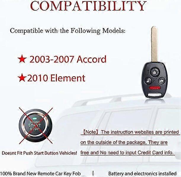 Remote Key with Battery Electronics for Honda Element 2010 4-Button Keyless Entry
