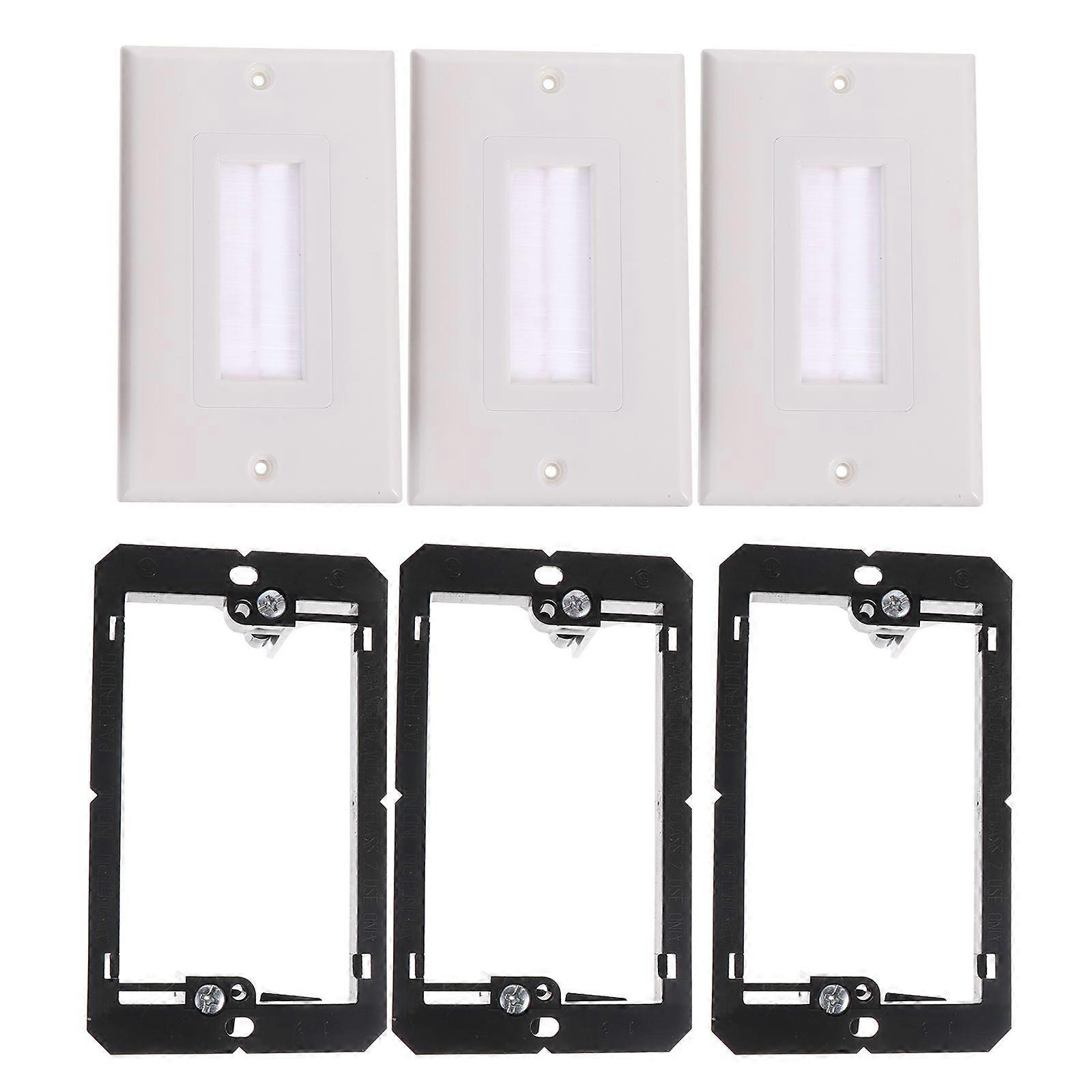 3pcs Single Brush Wall Plates with 3pcs Single Gang Low Voltage Mounting Bracket