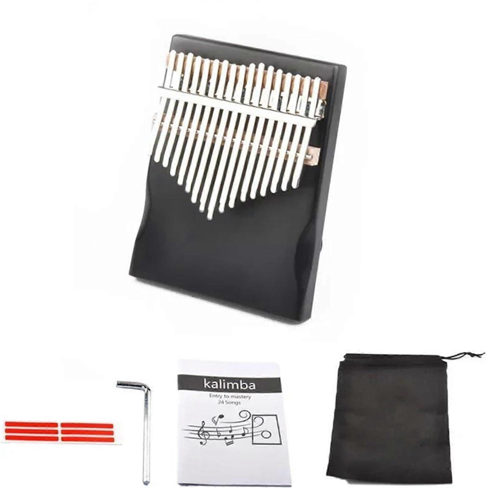 Kalimba 17 Keys Thumb Piano for Beginners Black Solid Wood Easy Learning Layout with Tuning Tools